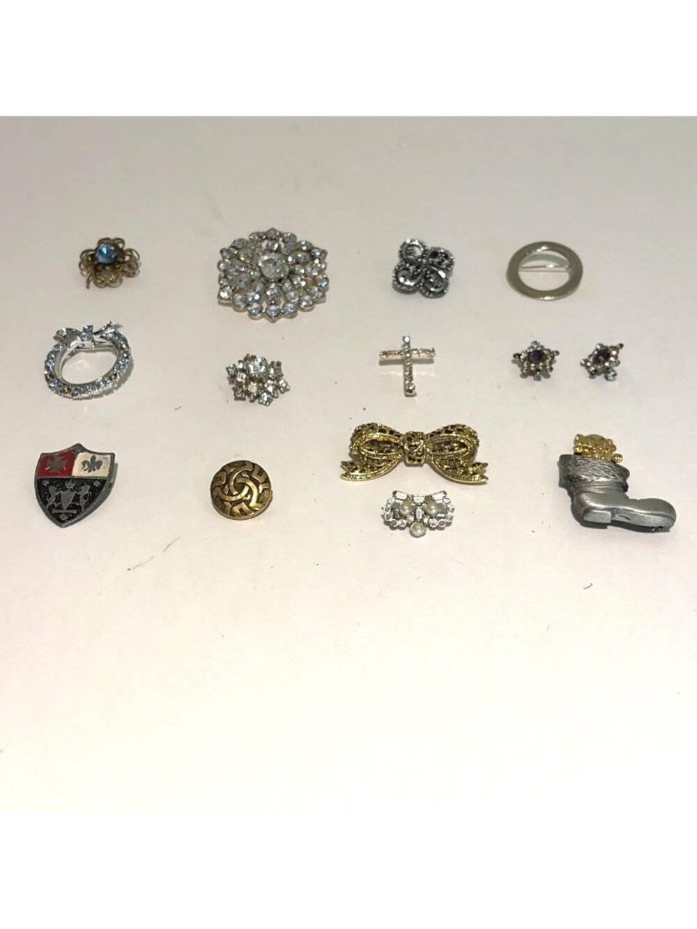 Lot of 14 Vintage Brooch & Pin Set Multicolor Metal Enamel Rhinestones Assorted